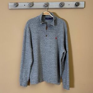 Polo by Ralph Lauren Gray Half-Zip Sweater with Red Pony